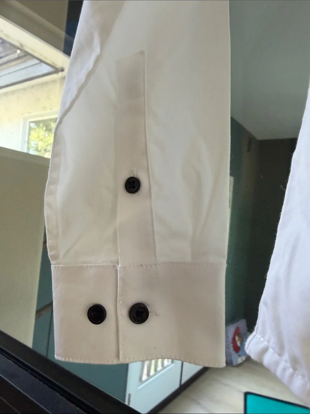 Boys Calvin Klein White Pleated Tuxedo Shirt with Black Buttons and Bow Tie